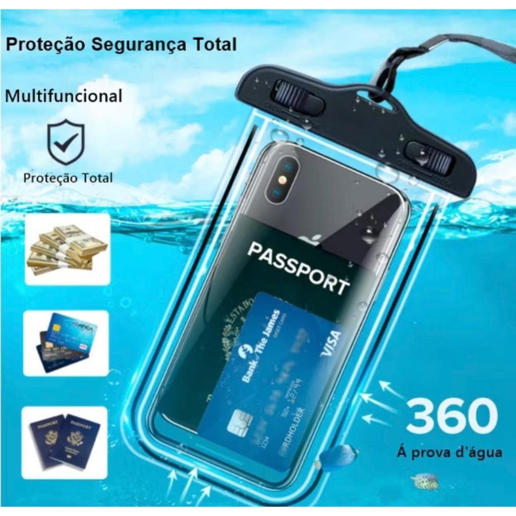 Capa de Celular à Prova D'Água Impermeável Touch Screen Universal para Mergulho e Praia