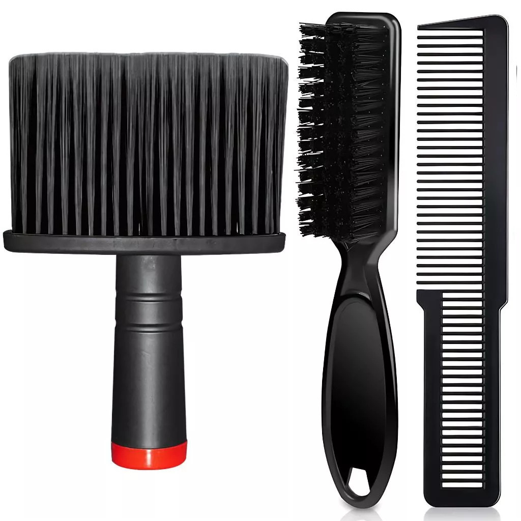 Kit Espanador Black Com Escovinha Degrade E Pente Corrido