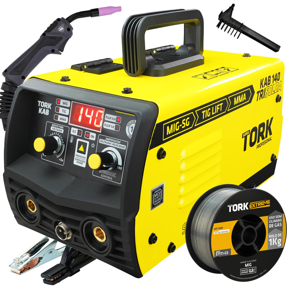 Inversor de Solda Tri Solda 3 em 1 Eletrodo Mig Tig + Arame de brinde Super Tork
