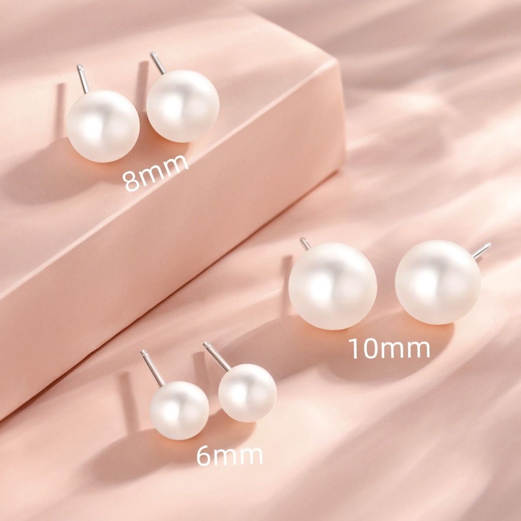 100 - 500 Brincos de pérola - 6mm/8mm/10mm - Dourado/Prata  + Tarracha de silicone