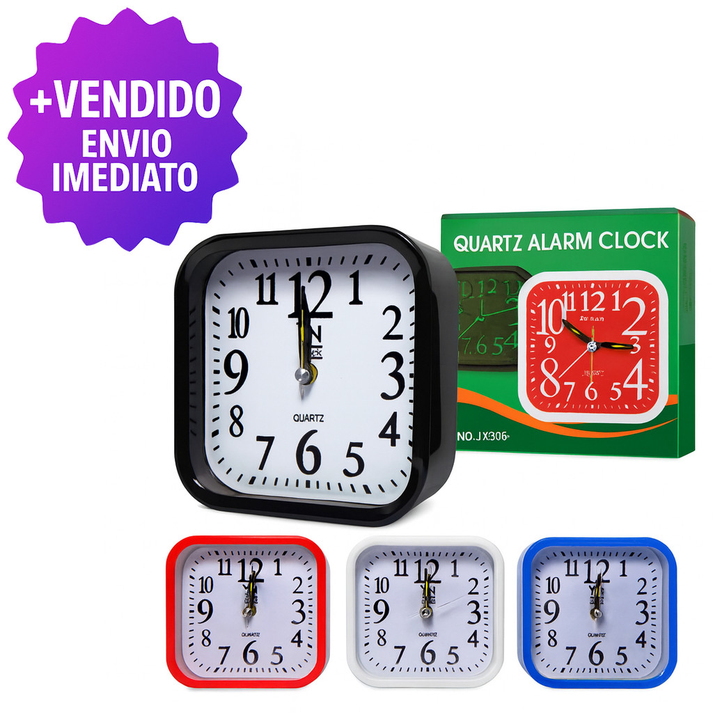 Relógio Despertador de Mesa Quartz Analógico com Alarme Potente Ideal para Casa e Escritório