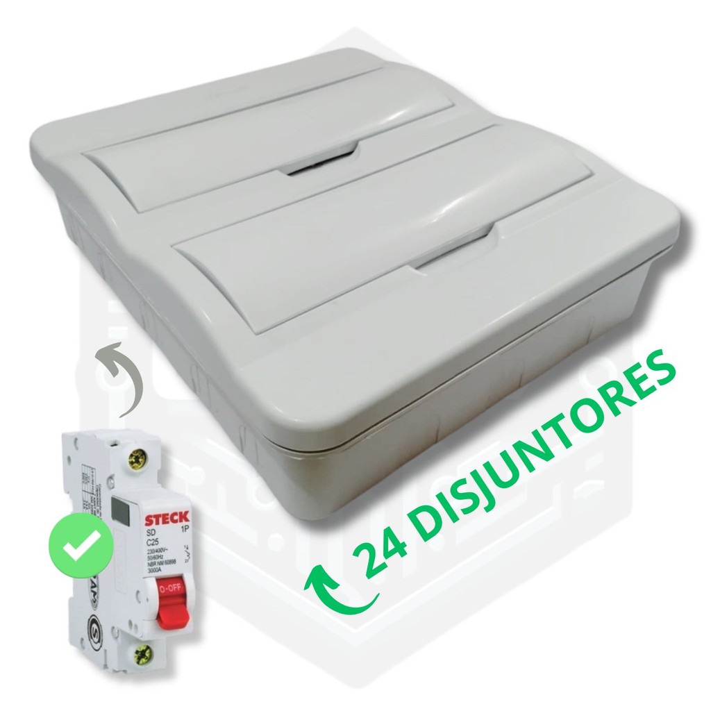 Quadro de Distribuição 18 - 24 Disjuntores | Quadro de Luz Embutir Empresarial & Residencial