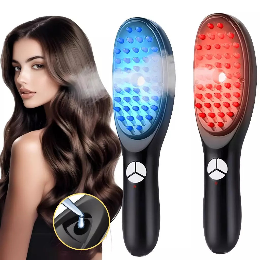 Escova Massageadora com Laser 4 em 1 – Tratamento Capilar e Antiqueda