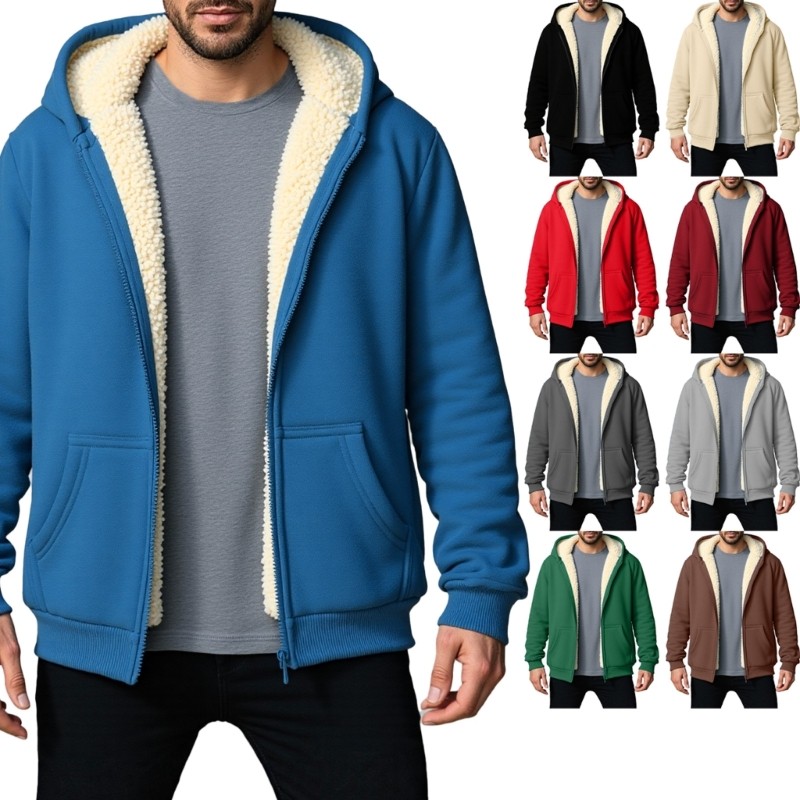 Men’s Fleece Lined Hooded Winter Coat Warm Zippered Jacket For Cold Weather