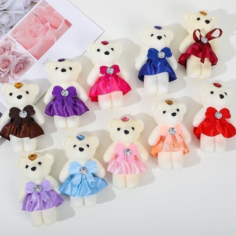 Kit 12 Mini Urso De Pelúcia Ursinho Com Saia Resistente/Boneco fofos