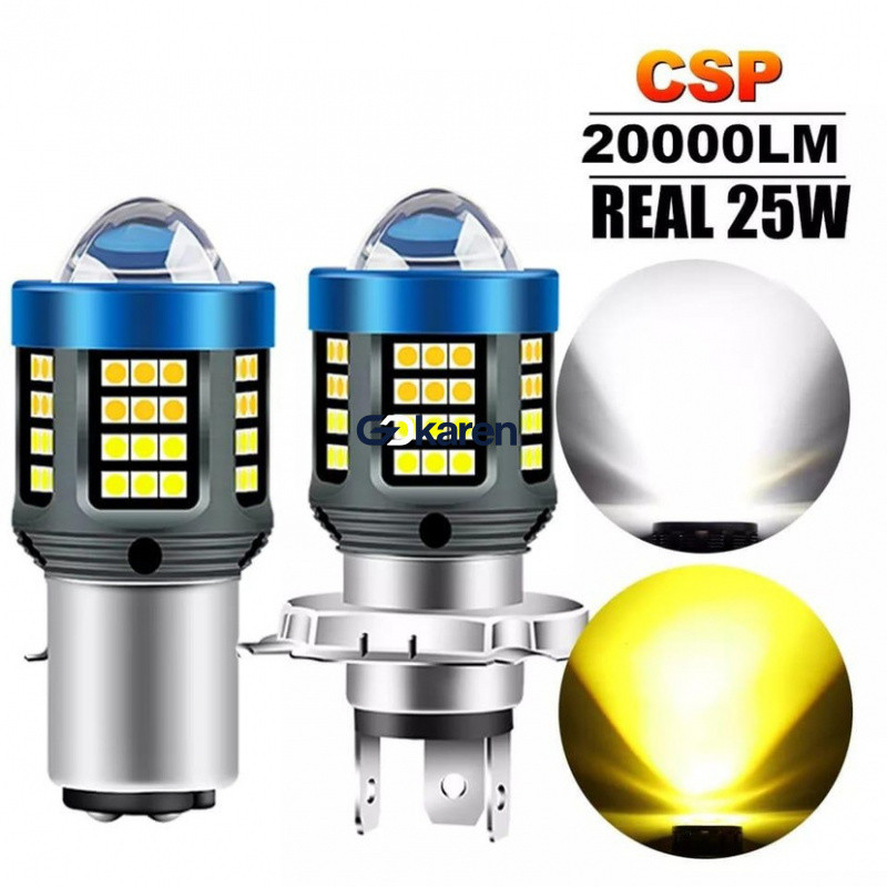 H4 LED motocicleta H6 BA20D T19 P15D farol da motocicleta CSP lente branca amarela alta luz de névoa baixa