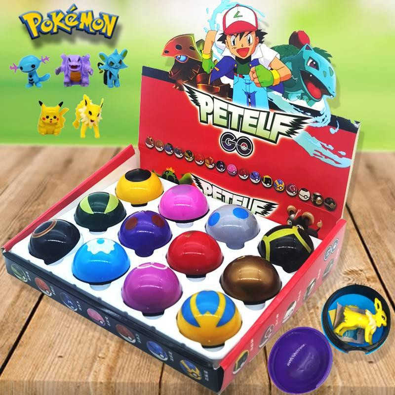 12 Pçs / Set Pvc Pokeball Bonito Figuras Brinquedos Para Crianças Pikachu Japão Anime Figuras Pokemon Pokemon Bola Ir Fi