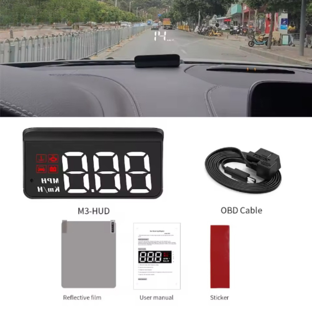 HD Carro Head up Display M3 GPS Velocímetro KM/H Digital HUD Pára-Brisa Projetor Universal Acessório Eletrônico Automóve