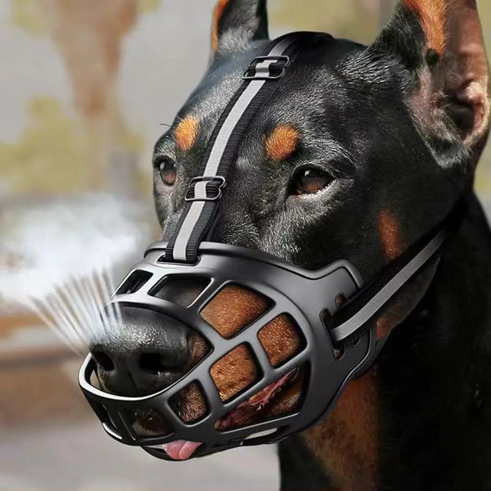 Focinheira de Segurança para Cães, Modelo Respirável com Faixa Refletiva Ajustável