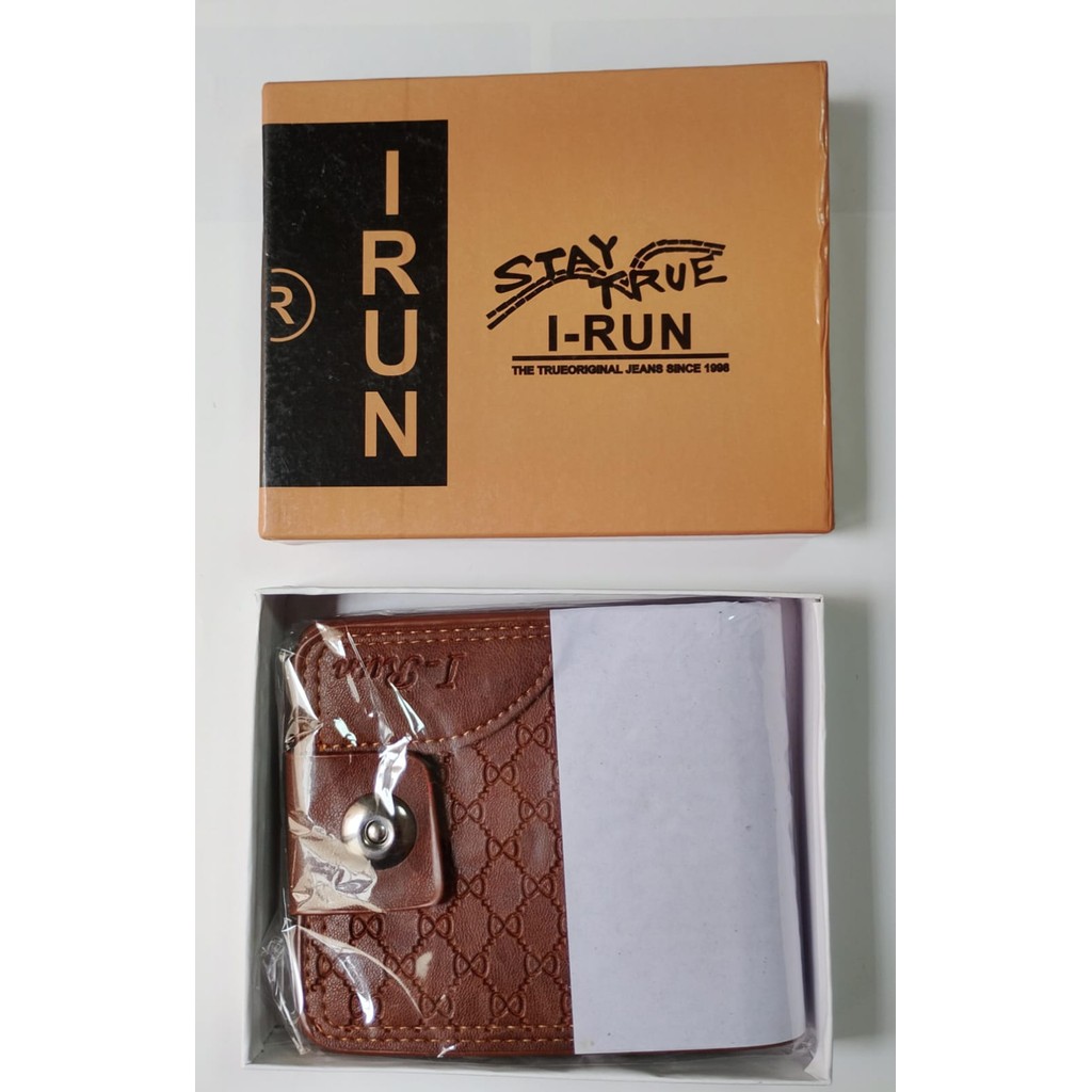 Carteira Masculina I-Run Compacta Elegante com Botão (marrom)