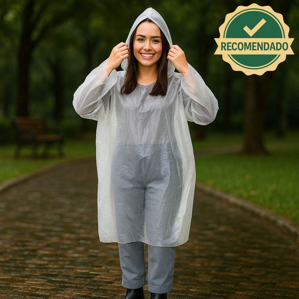 Capa De Chuva Transparente / Colorida Com Capuz Plástico Adulto Unissex Descartável Proteção Incolor