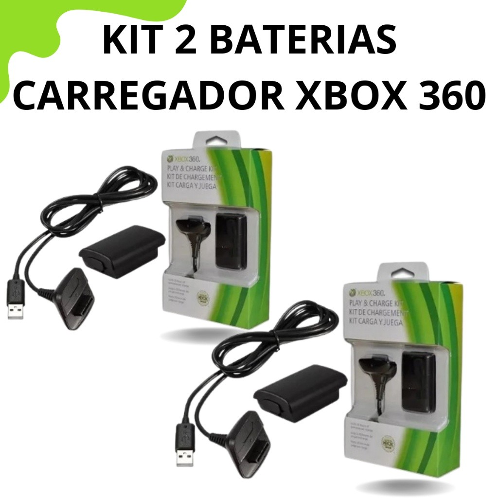 Kit 2 Carregadores Baterias + cabos  360 Fio controle 88000mAH