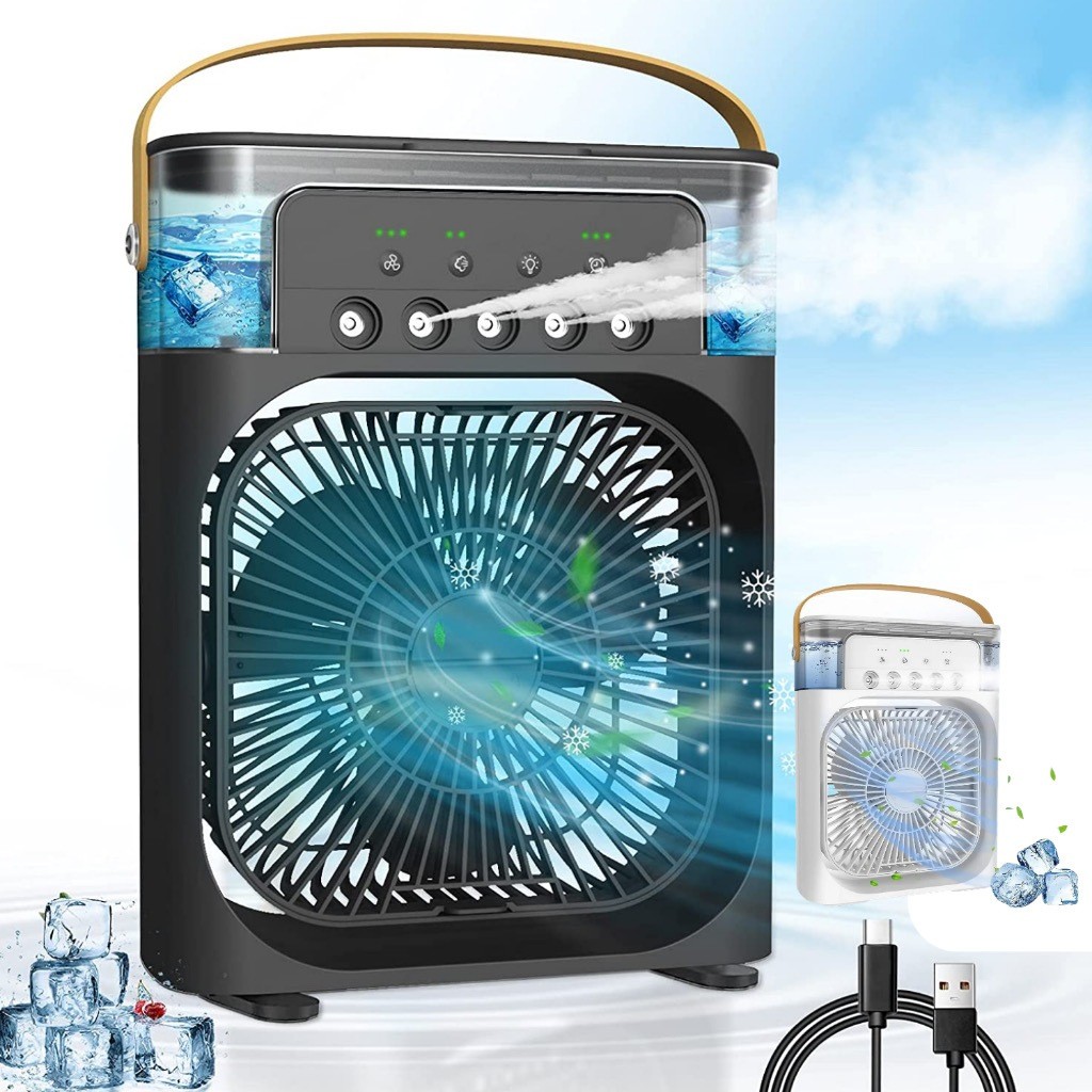 Mini Ar Condicionado Climatizador Umidificador Ventilador Portátil USB Led Quarto Sala Escritório Mesa Reservatório 600m