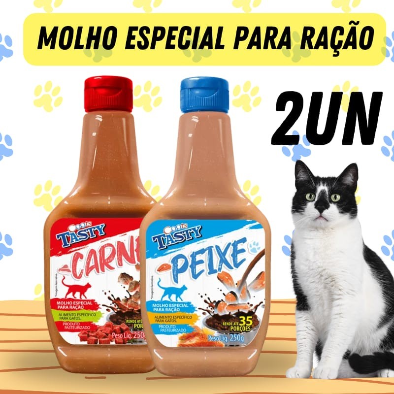 Molho Petisco Ração Gato Cachorro Sabores Diversos - 2 Unidades 250g Cada