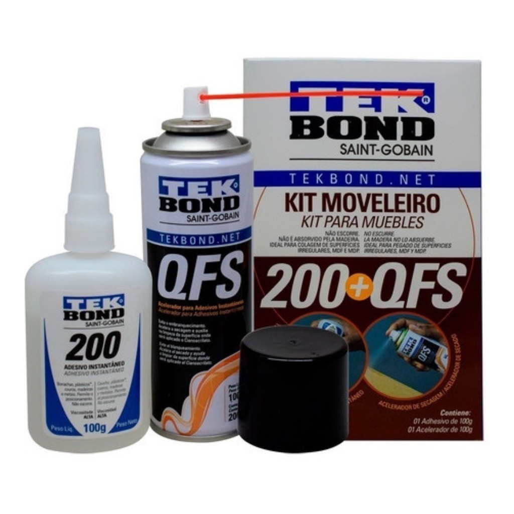 Kit Moveleiro tekbond Tek bond 200 100ml + Acelerador Qfs 200ml