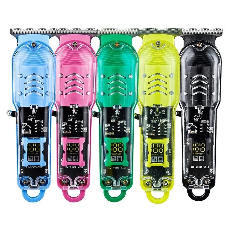 Máquina De Cortar Cabelo Profissional Smart Lcd Barbeador Elétrico Transparente Sem Fio USB-SUN