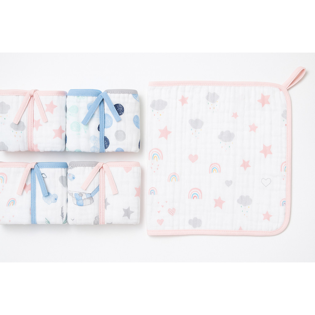 Kit Paninho de Boca Papi Soft 2 Unidades 40x40cm com Prendedor de Chupeta menino menina