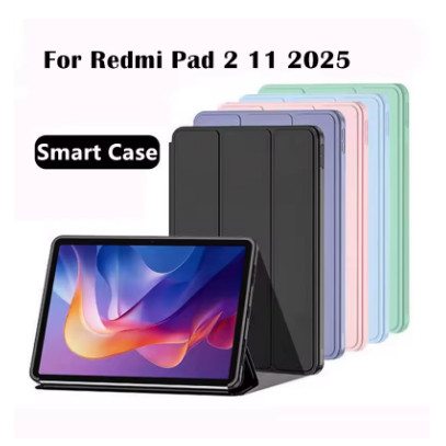 Capa magnetico inteligente com slot de canetas compativel Tabelt Xiaomi Redmi Pad 2 de 11 polegadas (2025)
