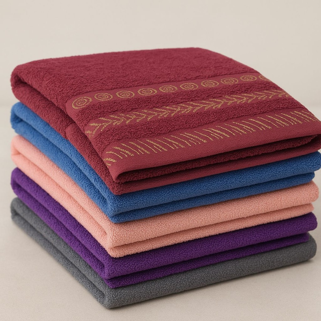 Kit 6 Toalha de Rosto 35x75cm Algodão e Poliéster Macia Absorvente Barra Decorada Várias Cores para academia