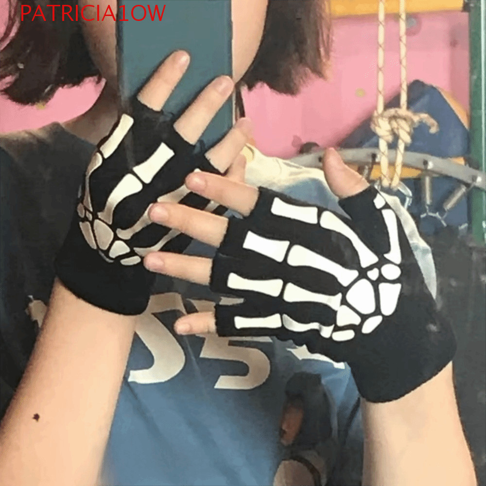 PATRICIA1OW Luvas De Esqueleto Punk , Elásticas De Halloween Com Garra Fantasma , Grossas