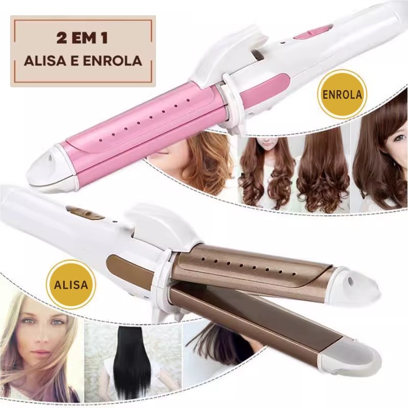 Modelador de Cabelo 2 em 1 - Chapinha e Babyliss - Bivolt - Para Cabelos Secos ou Molhados