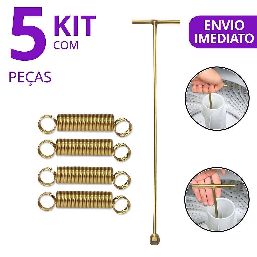 Combo 5 Peças 1 Chave T 10mm Longa Agitador Electrolux 62cm Lm08 Lm06 + 4 molas
