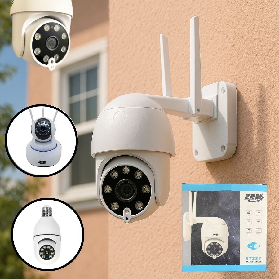 KIT Câmera Segurança Wifi Smart IP ICSEE A8 Áudio Infravermelho Sem Fio Casa-MOBY