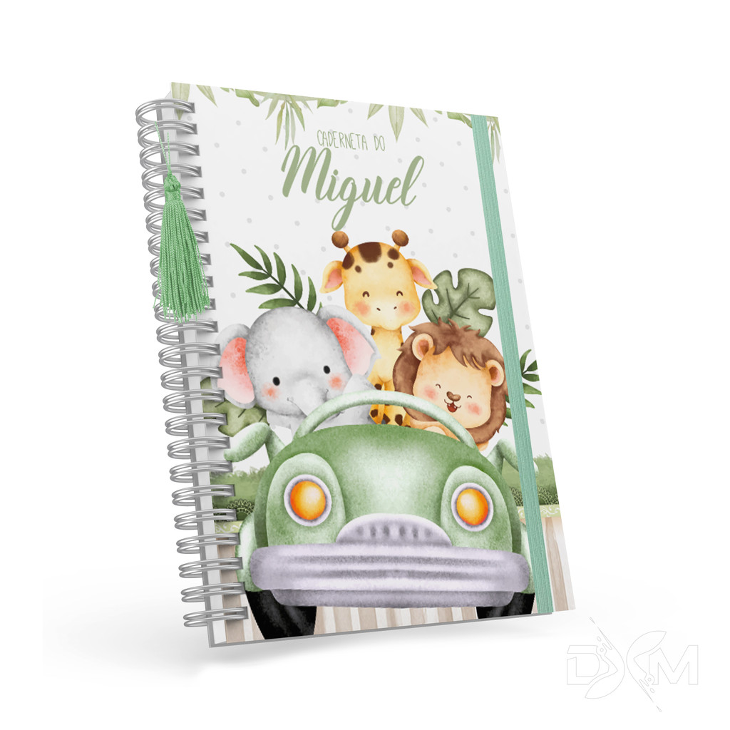 Caderneta de Vacina/Saúde Completa Personalizada com Nome - Capa Dura - Tema Safari 14 - DR