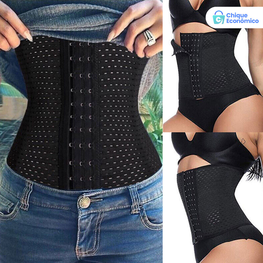 Modelador De Cintura Feminino Com Suporte Lombar Redutor De Medidas Molde Corporal