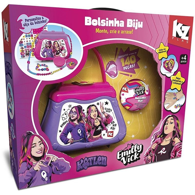 Bolsinha Bijuteria com Miçangas EMILLY VICK e Katlen 140 Peças