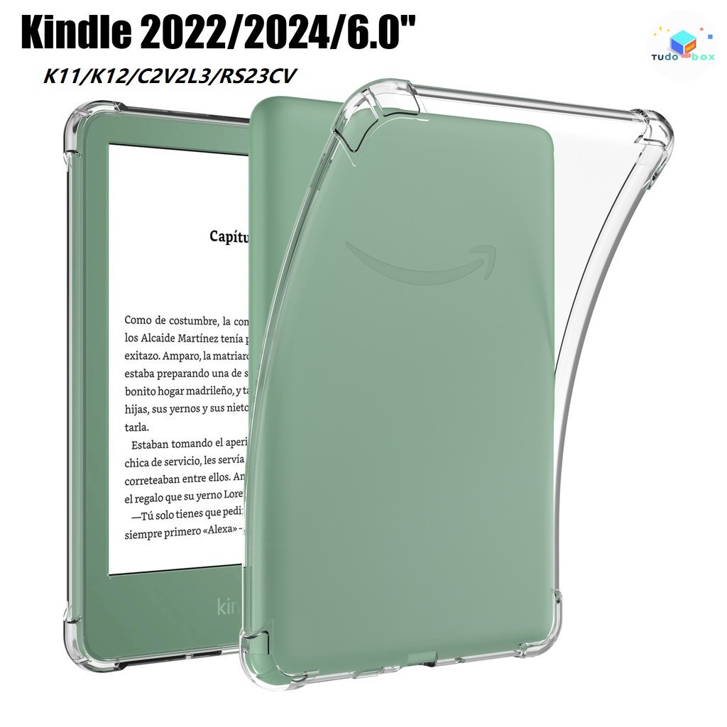 Capa Airbag Transparente para Kindle 2024 2022 K11 K12 6.0" - Proteção de Silicone Macio