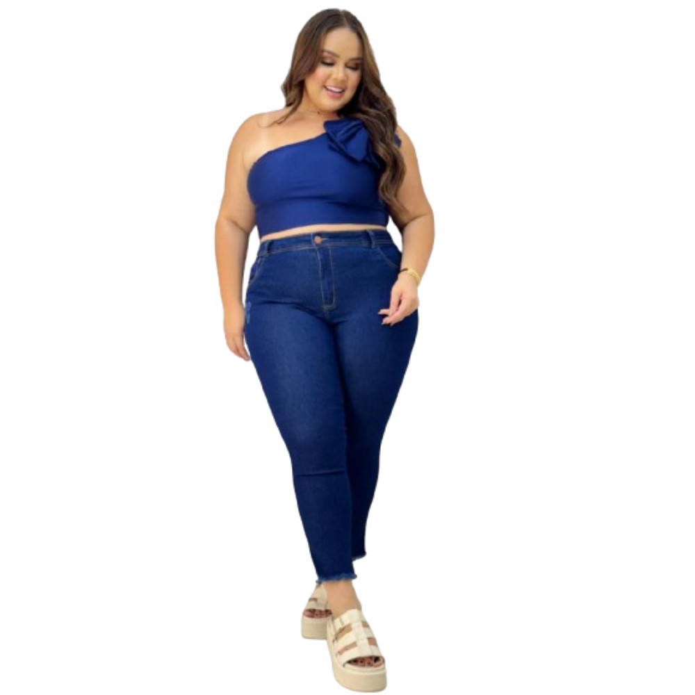 Calça Capri Jeans Feminino Plus Size  Elastano Modelo Curve 48 ao 54