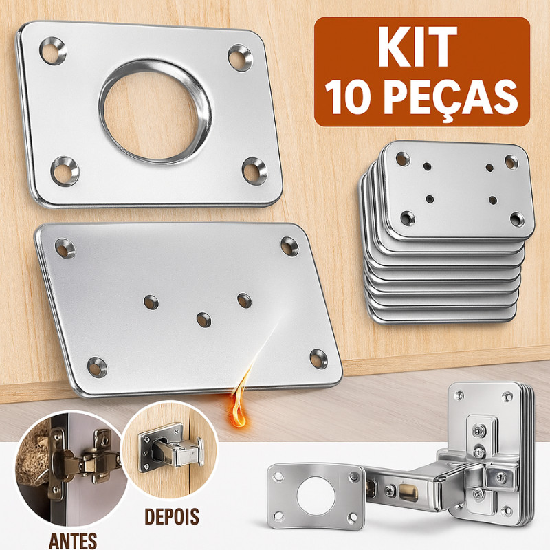 Placa Reparo de Porta Dobradiça Armário MDF Cozinha Pen Tech