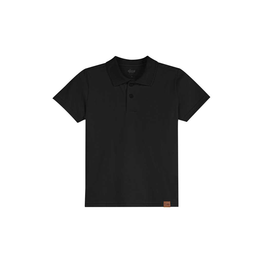 Camisa Polo Infantil Menino Básica Elian Preto