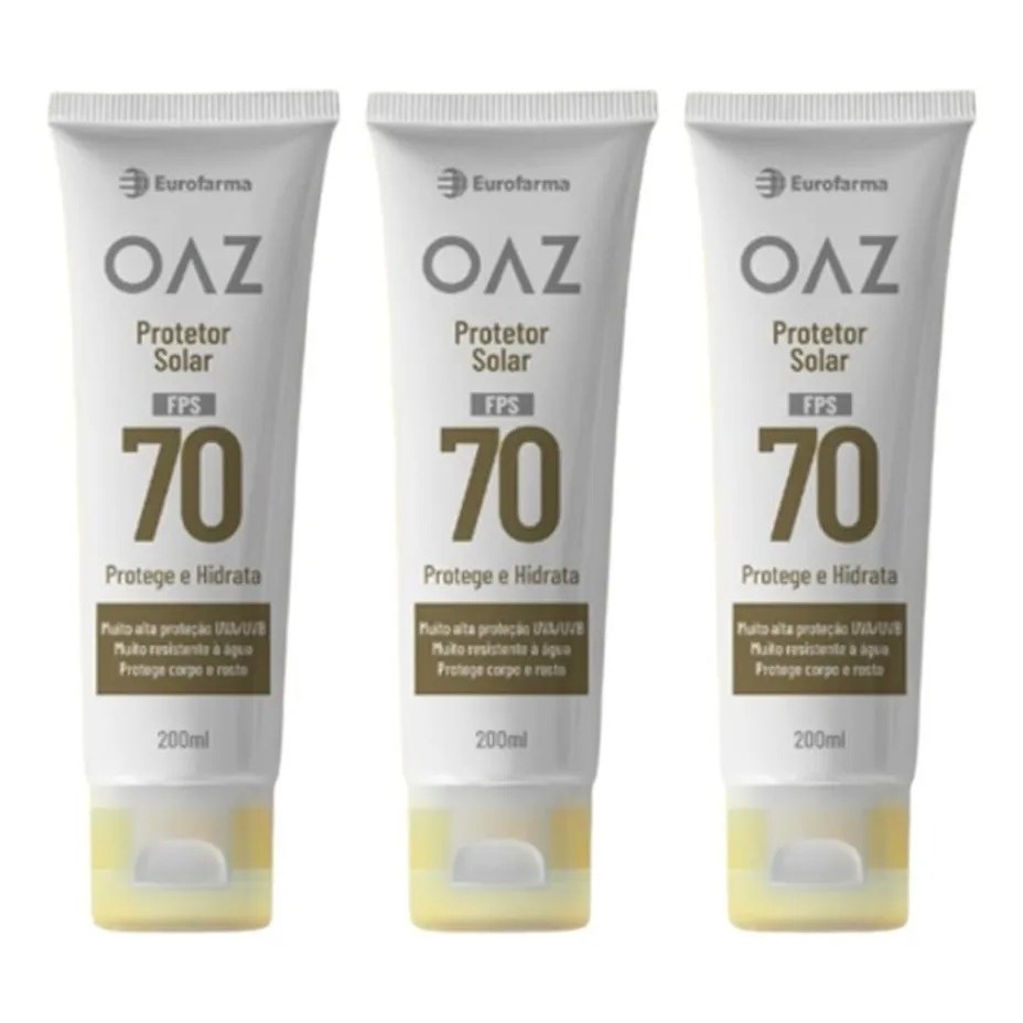 KIT C/ 3UN PROTETOR SOLAR OAZ FPS70 200ML