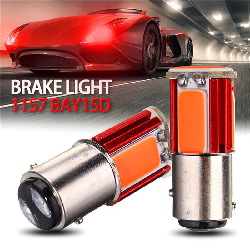 2 Peças Lâmpada Led Vermelha Bay15D Para Parada De Freio / Cauda De Carro 1157