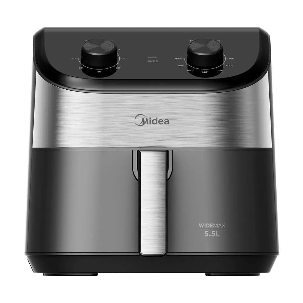 Fritadeira Elétrica Midea 5,5 Litros Widemax Preta e  Inox FWM55P1  127V