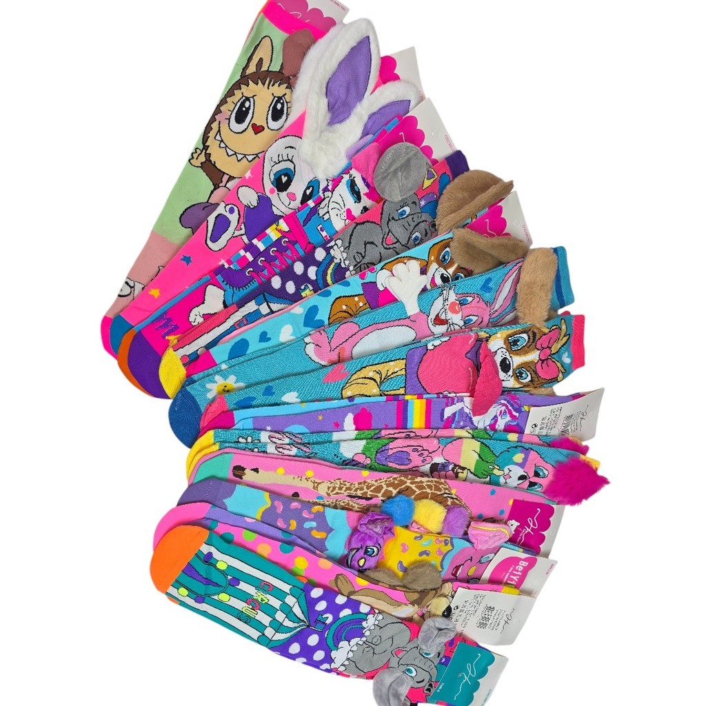 Meias 3D Divertida Infantil Cano Alto Tamanho Único Aleatorias Menino ou Menina MI 3D