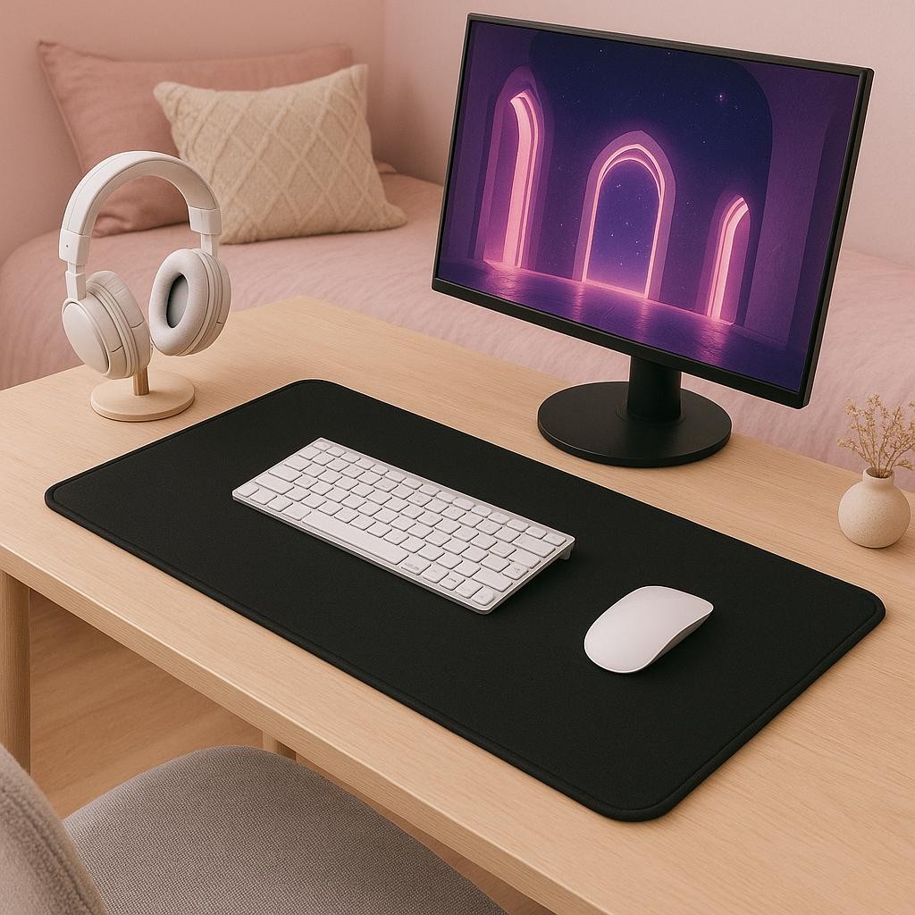 Tapete de Mousepad Personalizado Confortável Antiderrapante Preto Base Emborrachada