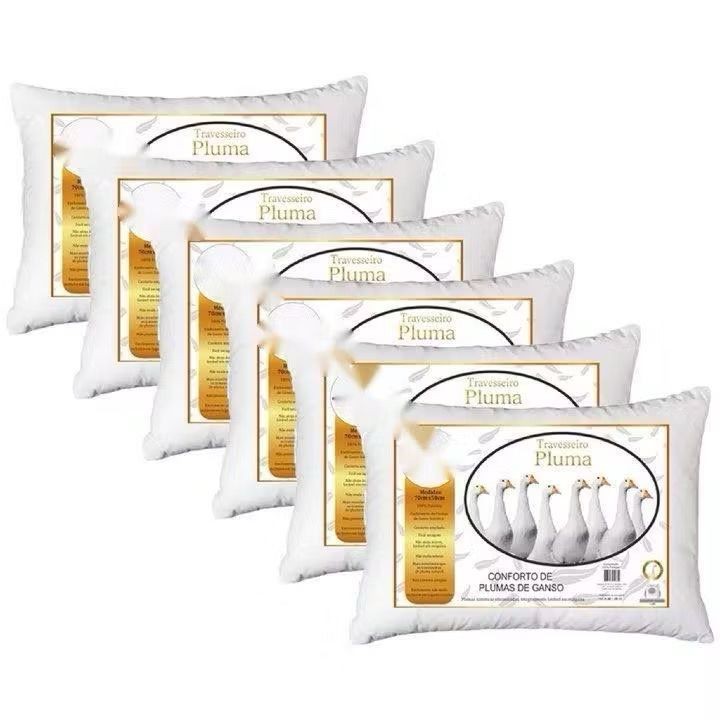 Kit 06 travesseiros de Pluma de ganso sintético 50x70 Promoção antialérgico