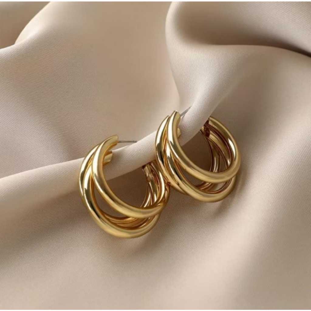 Brinco Minimalista Feminino 3 camadas Luxo Casual Elegante