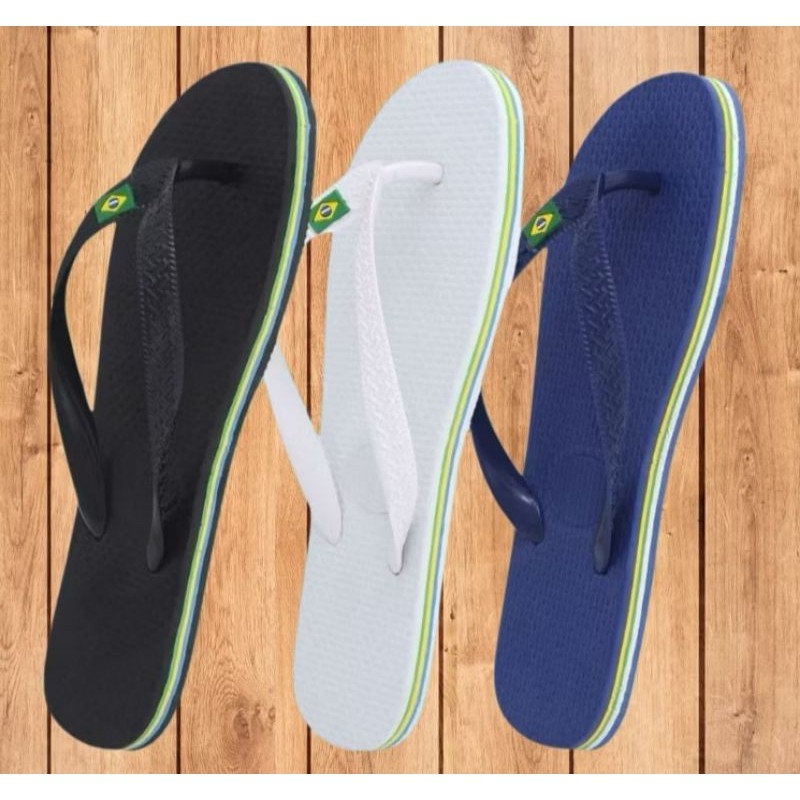 KIT 3 PARES DE CHINELO LISO COM BANDEIRINHA
