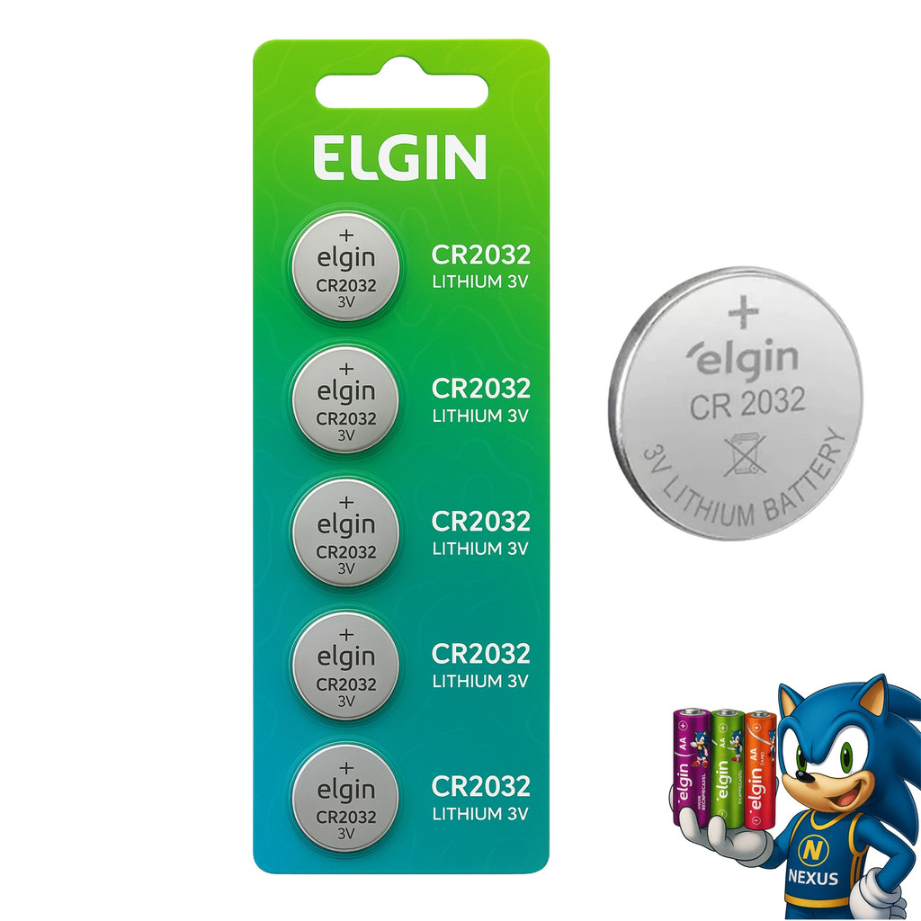 Bateria Pilha Elgin CR2032 Cartela 5,10 ou 15 Unidades - CR 2032 Alcalina