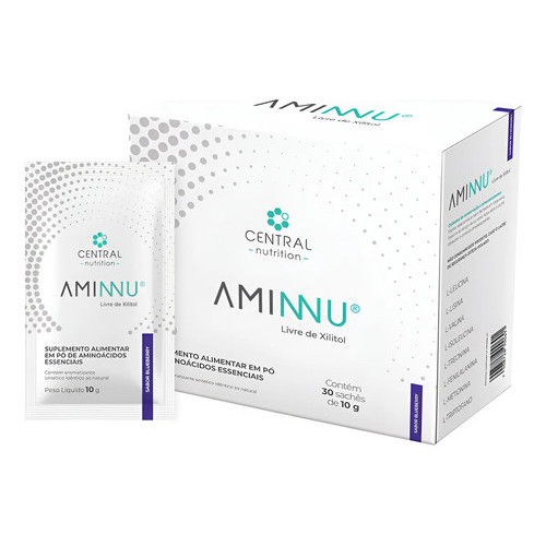 Aminnu® Sem Xilitol - Central Nutrition - 10g 30 Sachês Blueberry