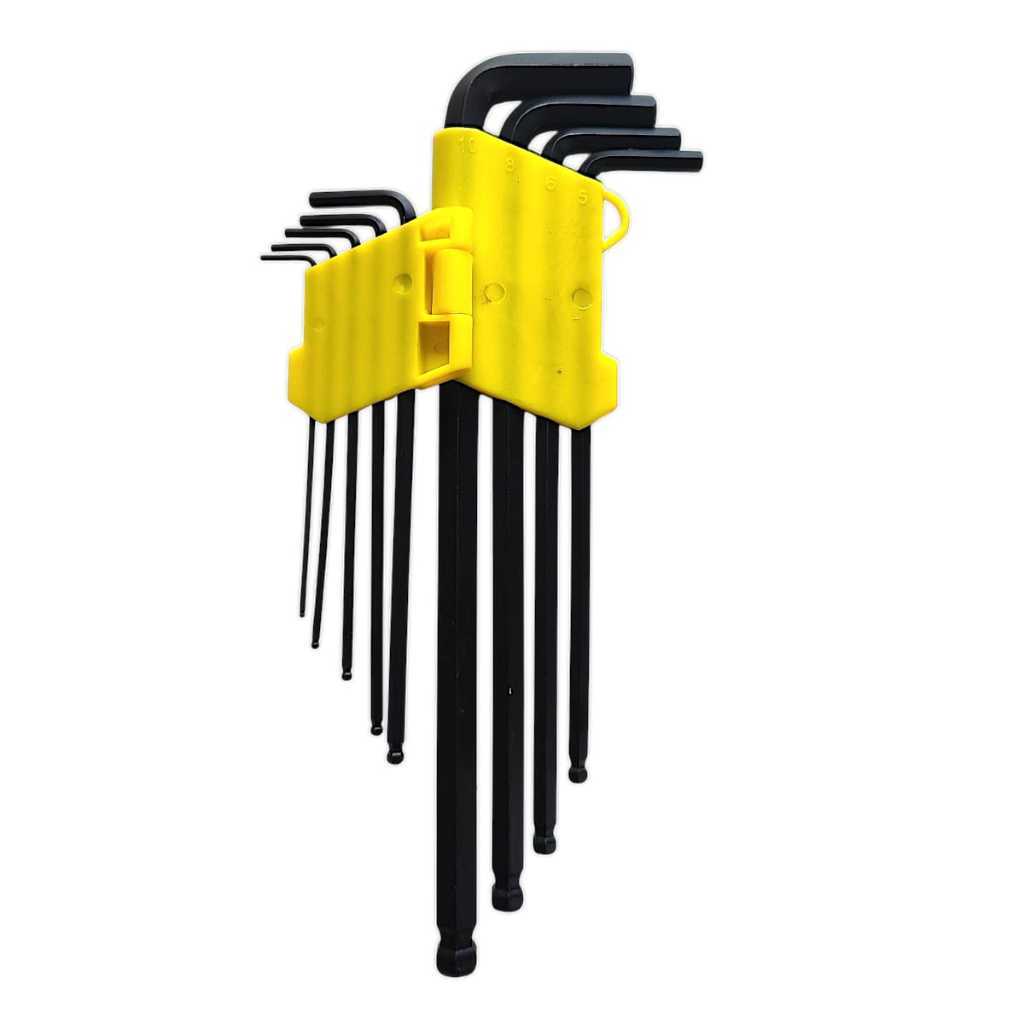 Jogo de Chave Allen Bola longa de 1,5 a 10mm Kit com 9 peças Preto Formato L.-Makeupnails-