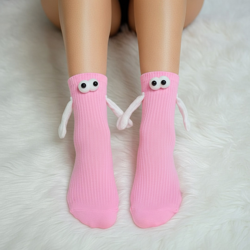 Meias Divertidas Femininas 3D Com Braços E Olhinhos Tamanho Unico 35 ao 40