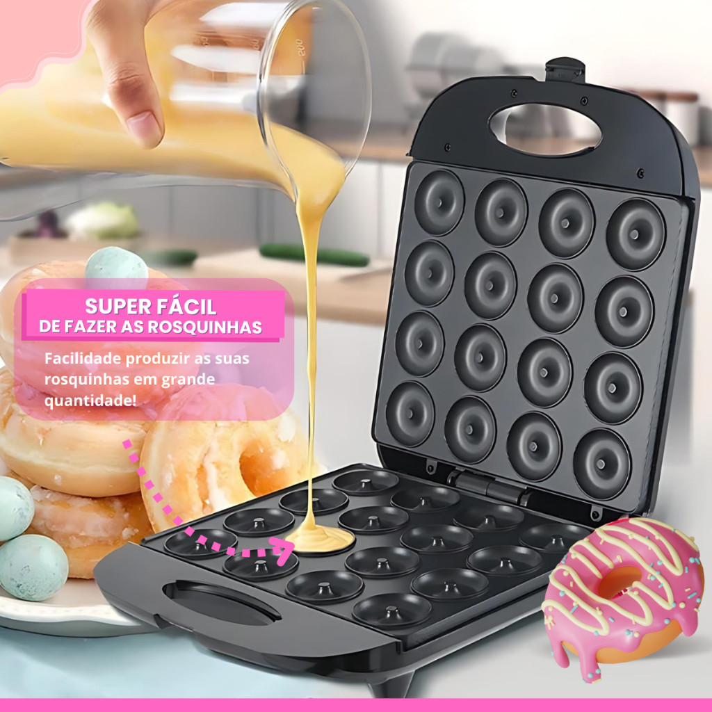 Maquina Donuts Rosquinhas Com 3/7/16 Furos Para Donuts Deliciosos 1400W -110V e 220V