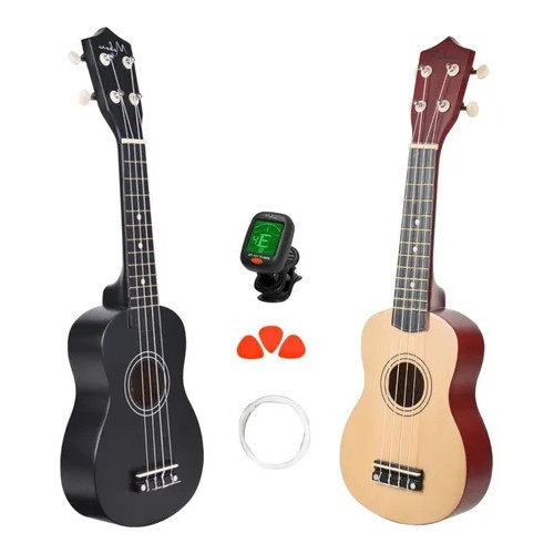 UKULELE SOPRANO + CAPA + AFINADOR + 3 PALHETAS COR MARROM