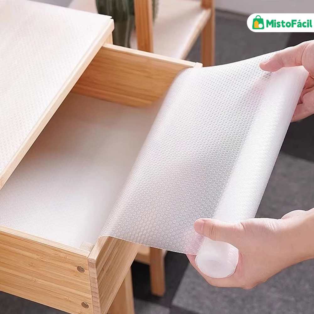 Forro Solução Impermeavel e Antiderrapante Proteção Total Material Ecologico Resistente para Armario Gaveta Transparente