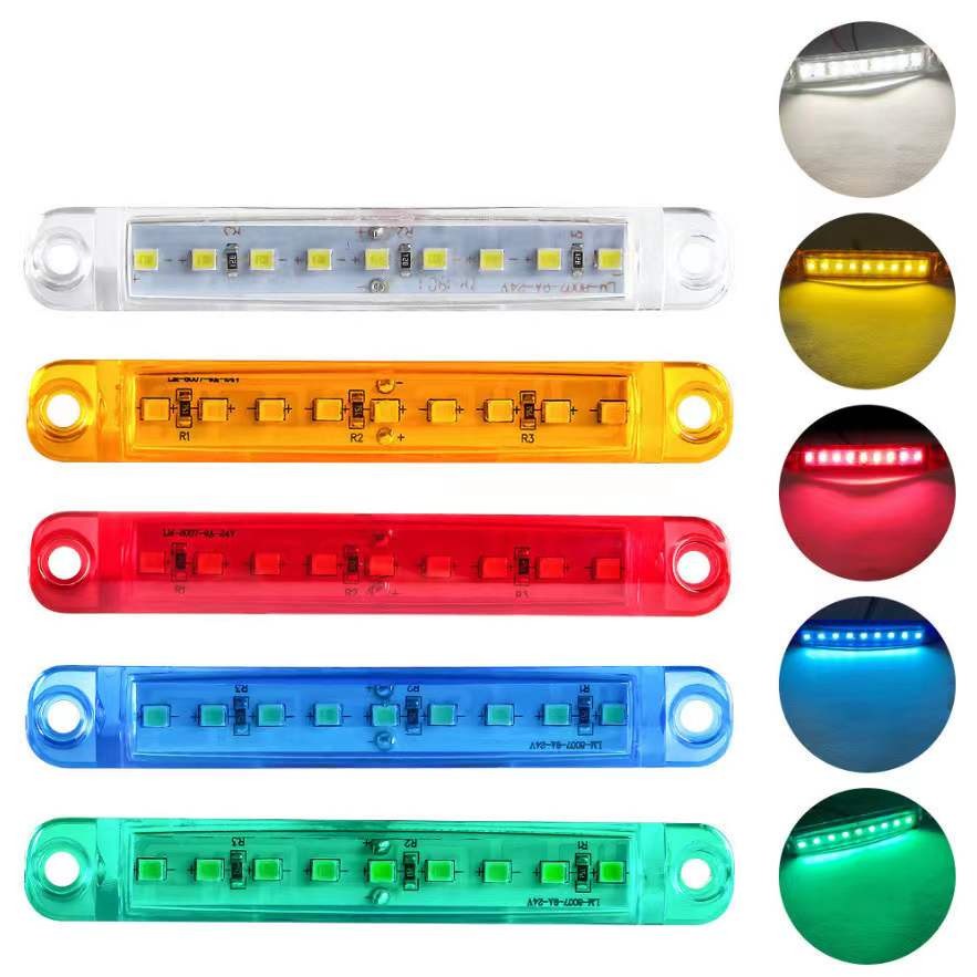 2 Unidades De Luz Lateral Para Carro DC 12-24V 9 LED/Caminhão/Reboque/Tira Vermelha